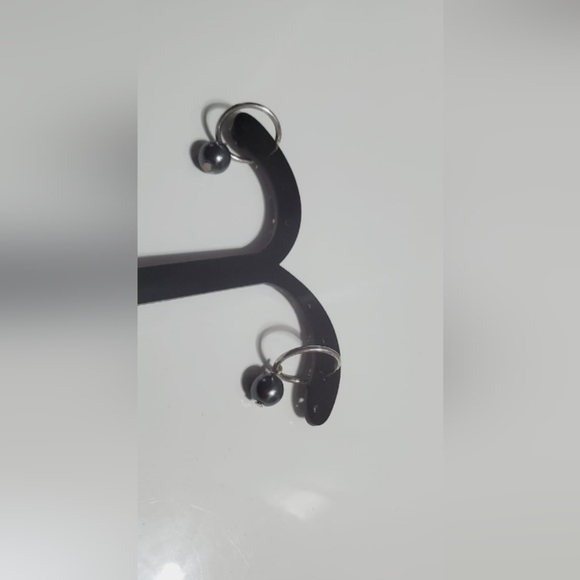 Natural Baltic Amber Circled Earring Sterling Silver Black Pendant Color Round🌴 - Picture 4 of 7